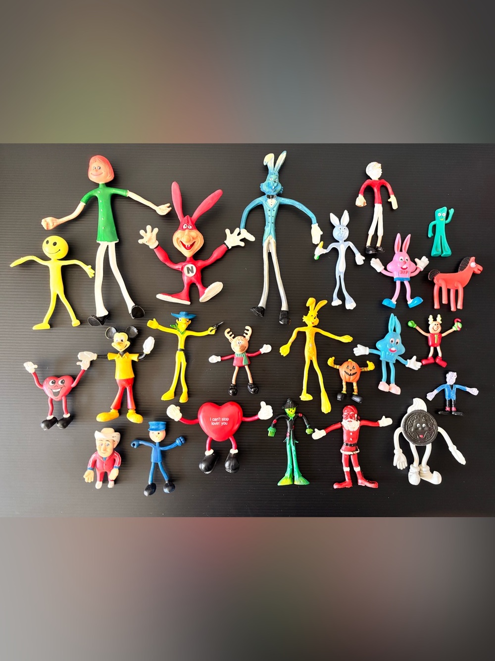 Vintage Bendy Bendable Figure Lot of 24 Gumby Mickey Rabbit Advertising Toys